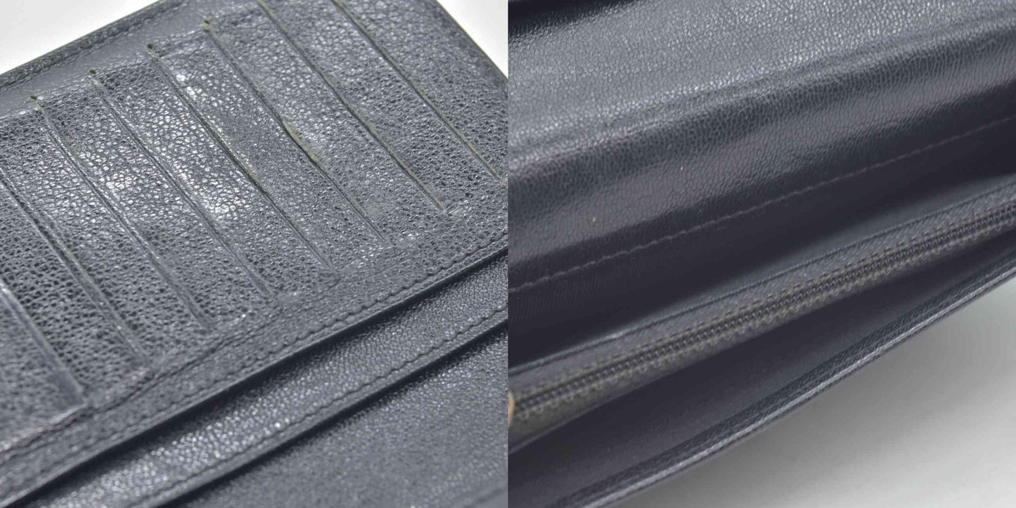 $995 2006 Chanel Metallic Calfskin Diamond Embossed Yen Wallet Grey