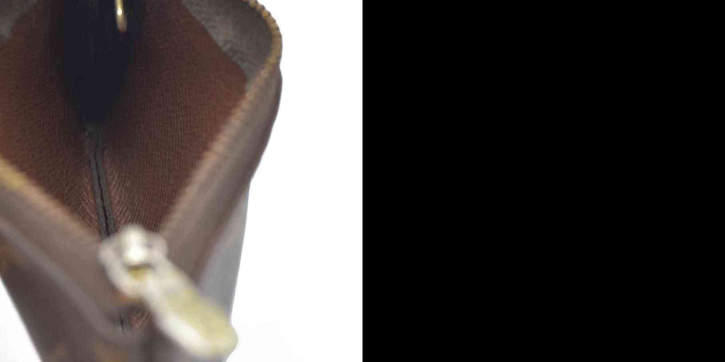 AUCTION $345 Louis Vuitton Monogram Pochette Cles Wallet Coin Purse Brown