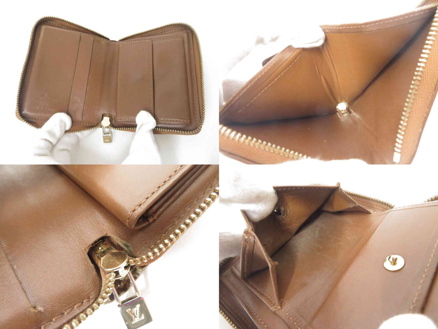 $695 2003 Louis Vuitton Monogram Vernis Bloom Compact Zippy Coin Wallet BJ0013