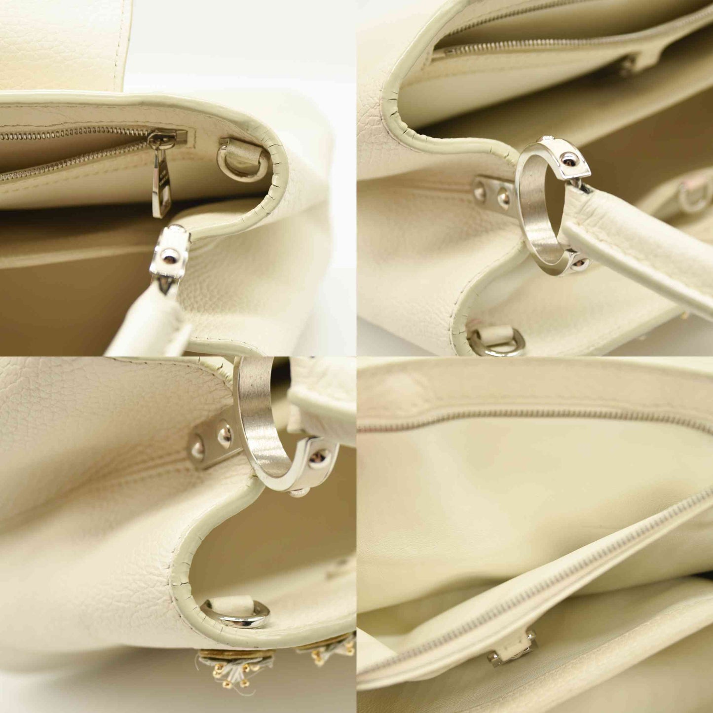 Louis Vuitton Capucines PM Sequin Embellished Shoulder Bag Off White