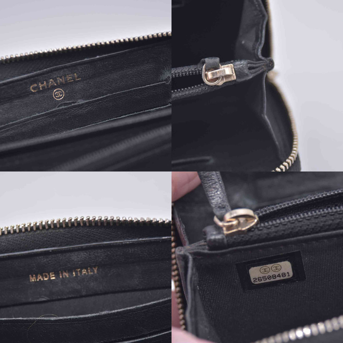 $1150 2018 Chanel 18K Lucky Charms Zip Around Long Wallet Black 10021056