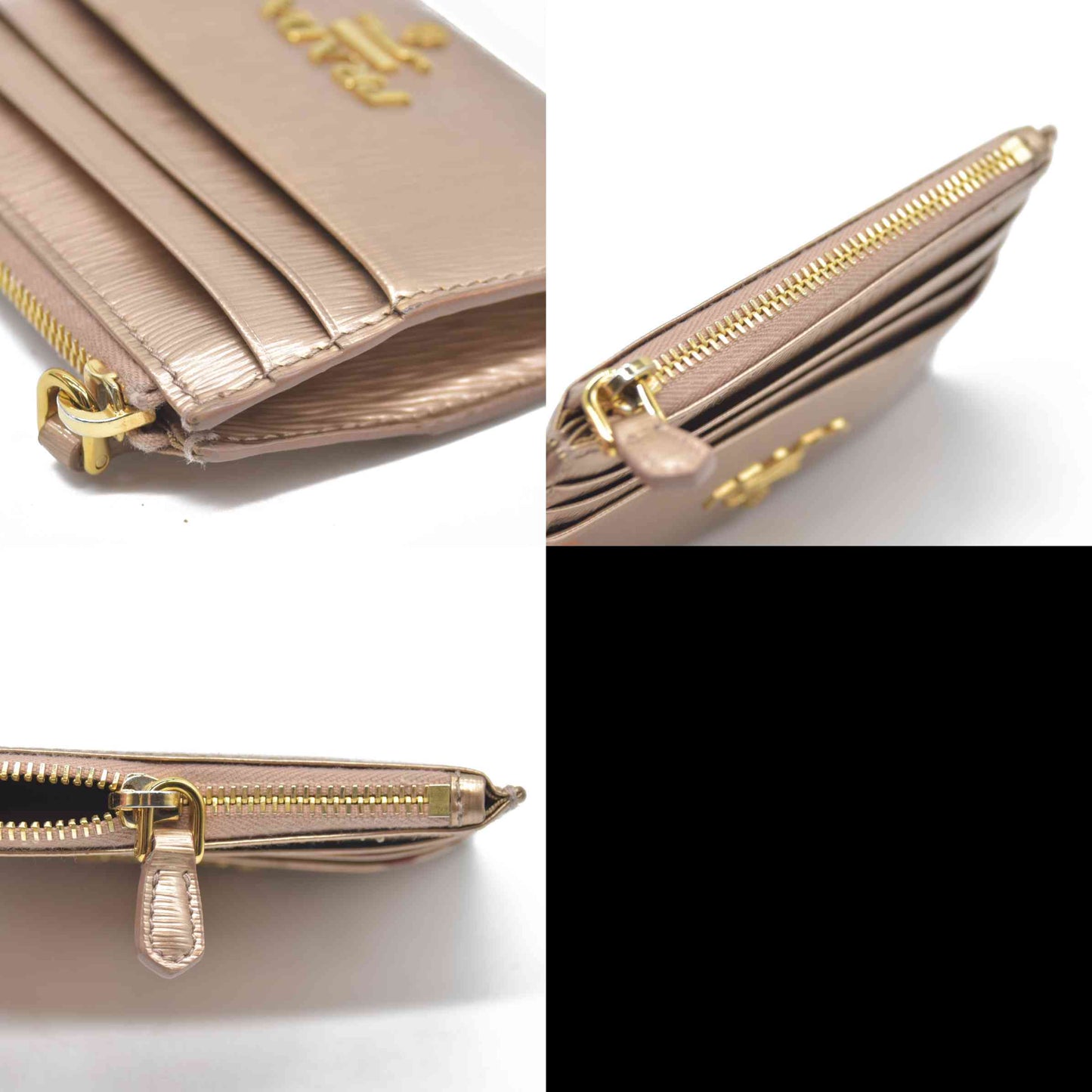Prada Small Saffiano and Smooth Leather Wallet rose gold