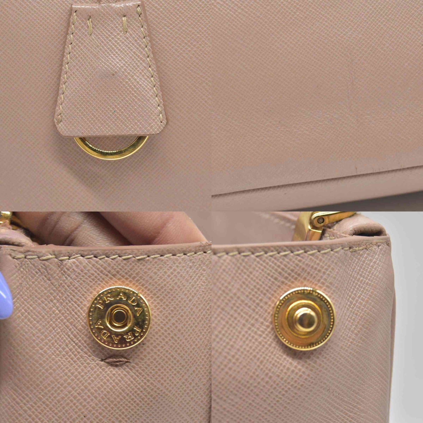$5200 Saffiano Lux Medium Tote Cammeo Pink Beige