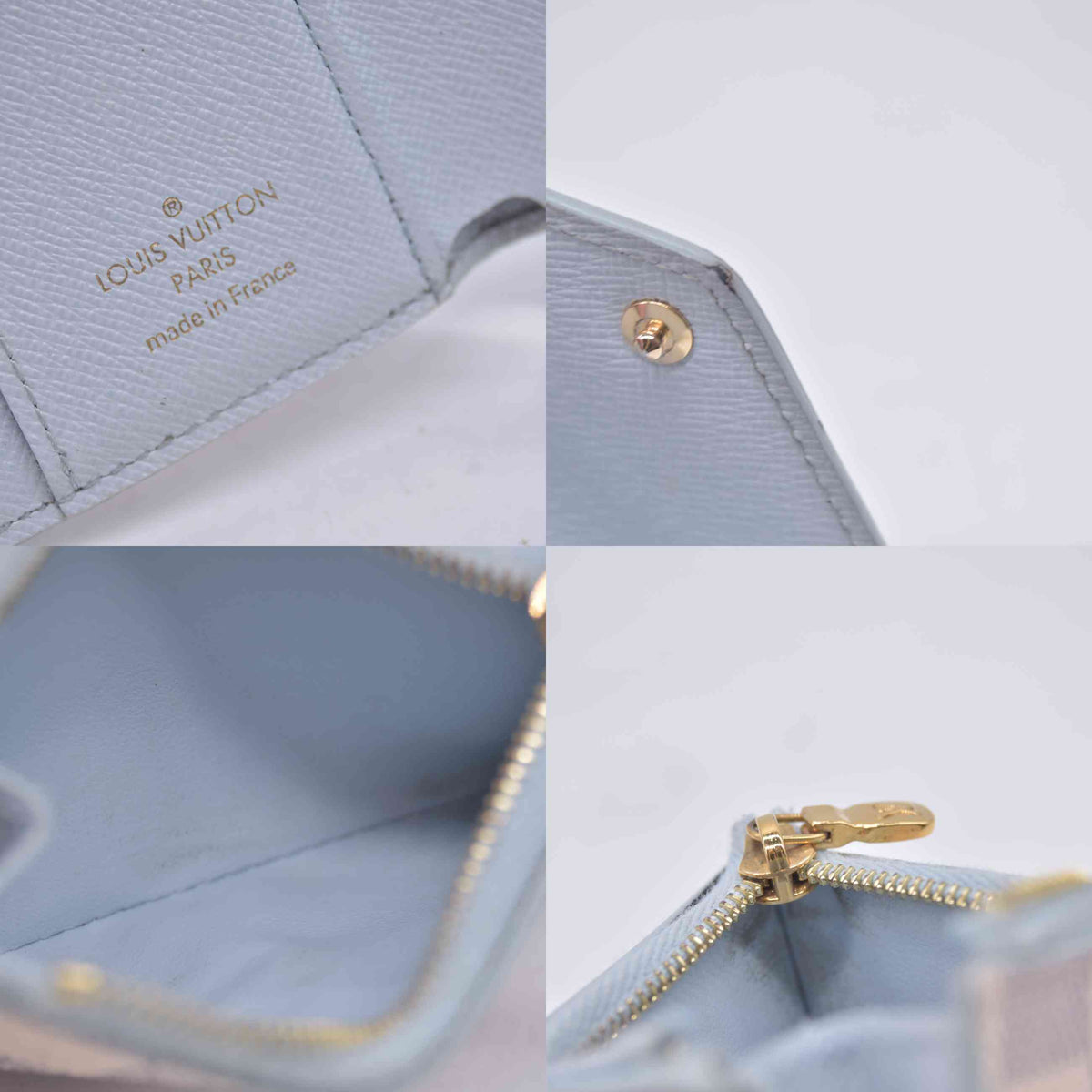 $570 2021 Louis Vuitton Damier Azur Zoe Wallet Olympe MI0261