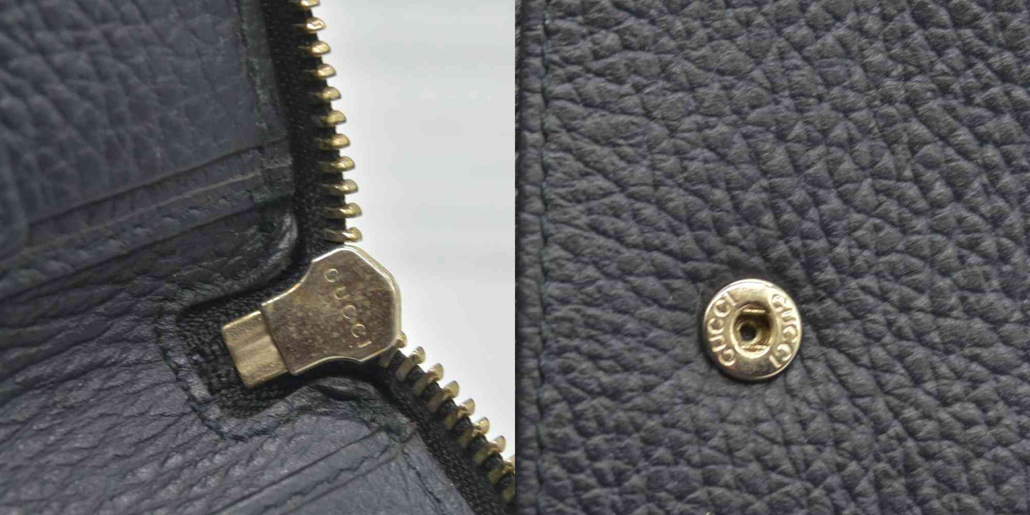 $800 Gucci Large Zip Around Organizer Wallet Black GG CONSIGNMENT
