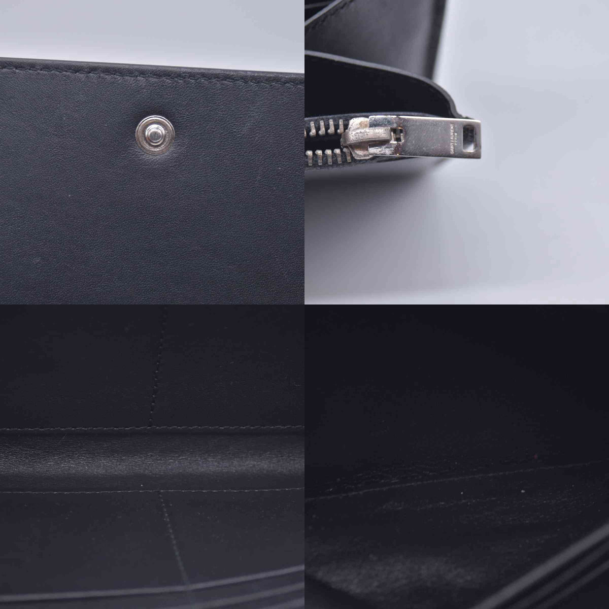 $1250 Yves Saint Laurent YSL Saint Laurent Studded Long Wallet CONSIGNMENT 10020881