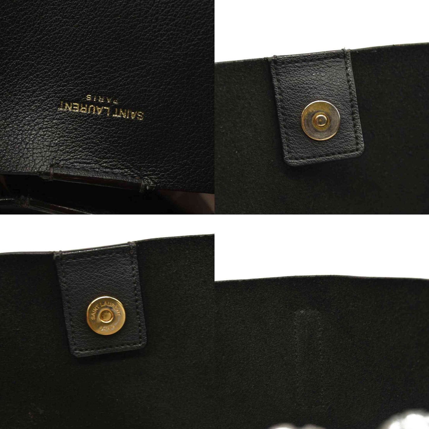 Saint Laurent  Calfskin Large Shopping Tote Dark Grey