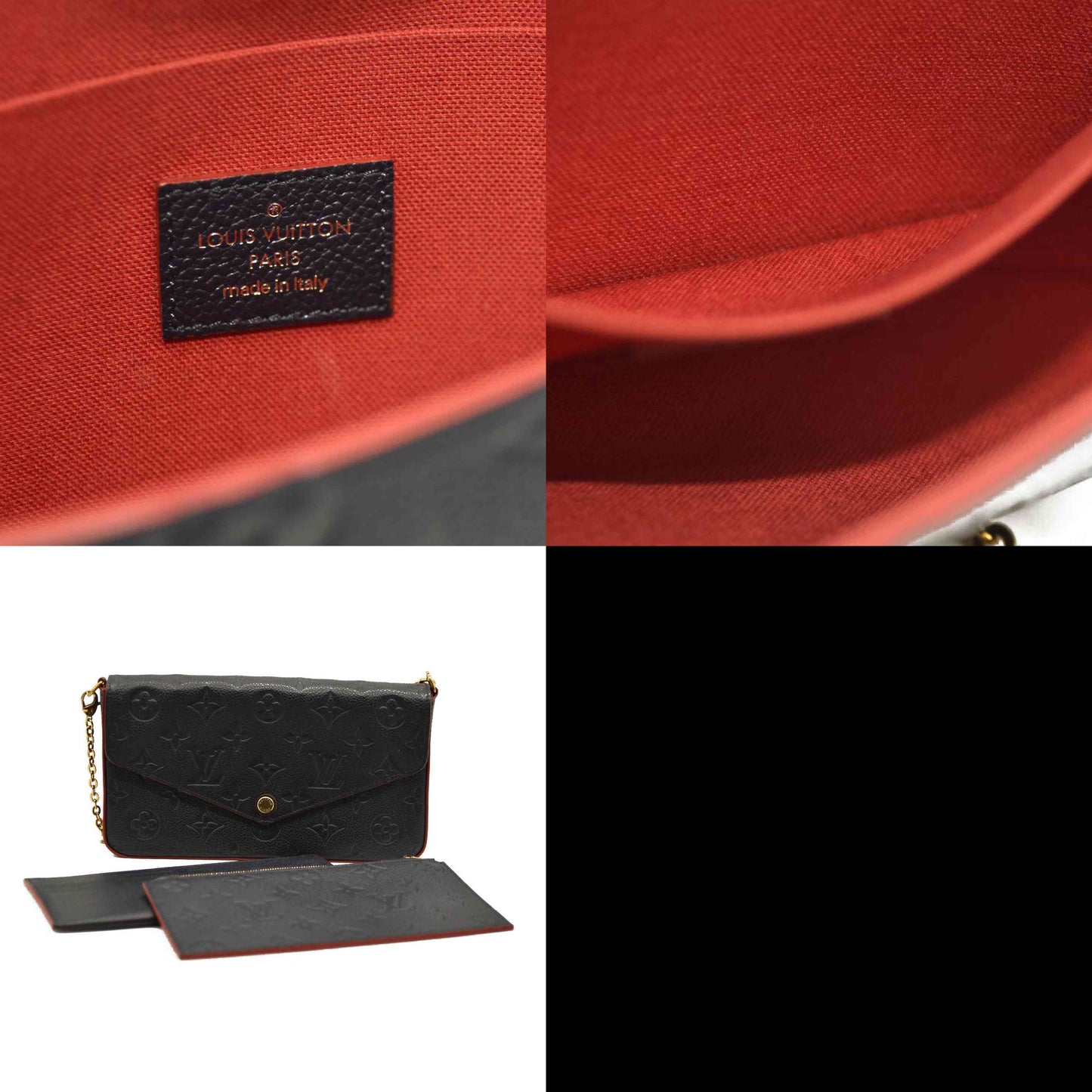 Louis Vuitton  Empreinte Pochette Felicie Chain Wallet Marine Rouge
