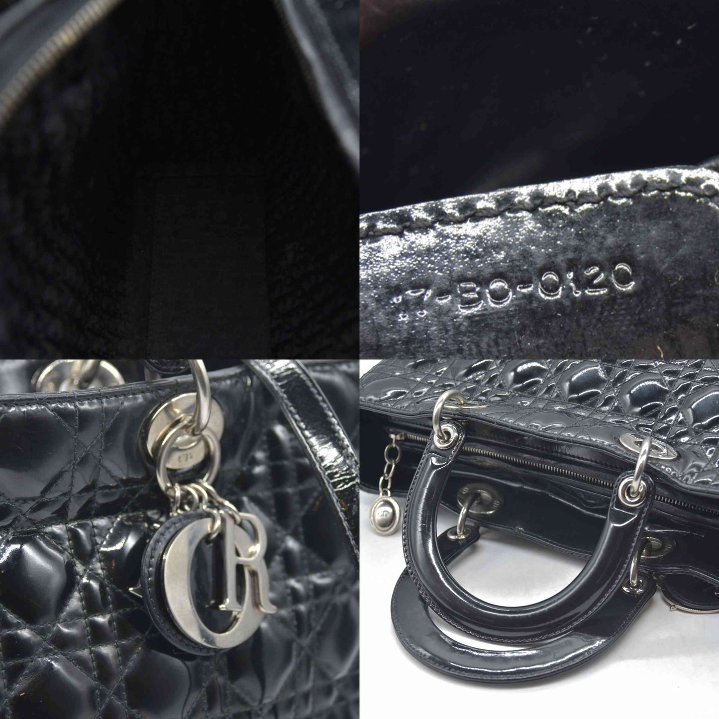 $7200 Christian Dior  Patent Cannage Large Lady Dior Black