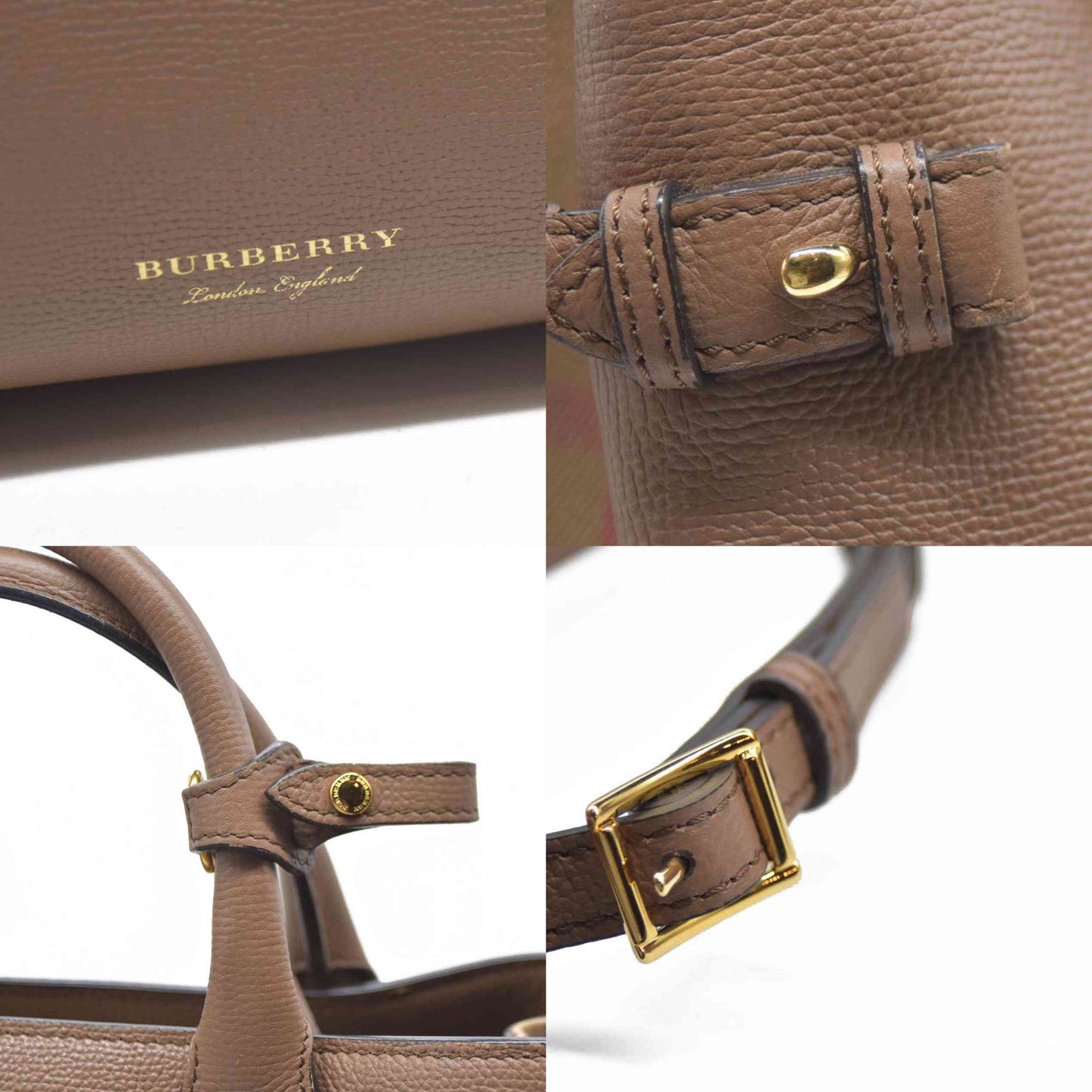 AUCTION $1795 BURBERRY Nova Check Canvas Leather Tote Bag w/Strap