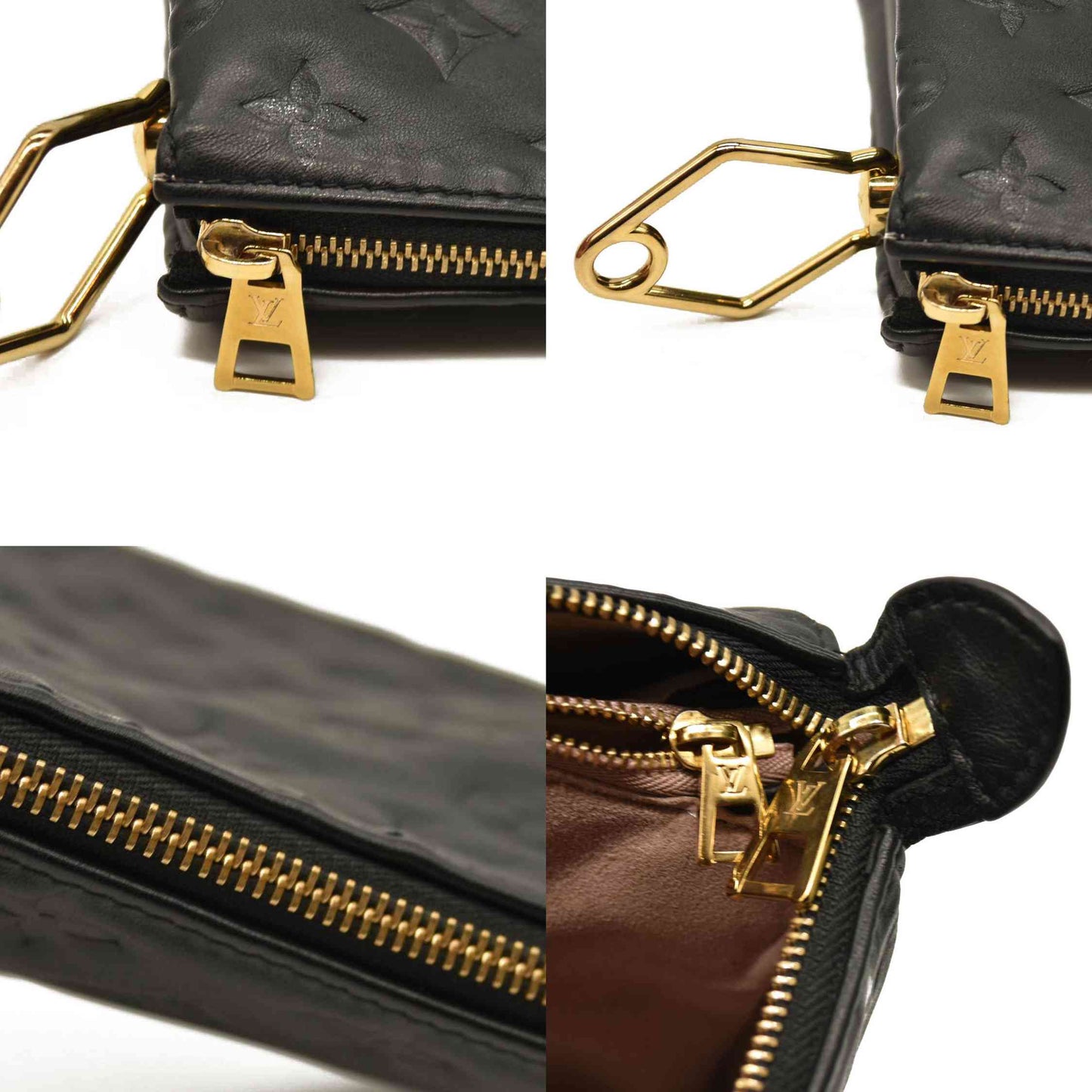 Louis Vuitton  Lambskin Embossed Monogram Coussin MM Black