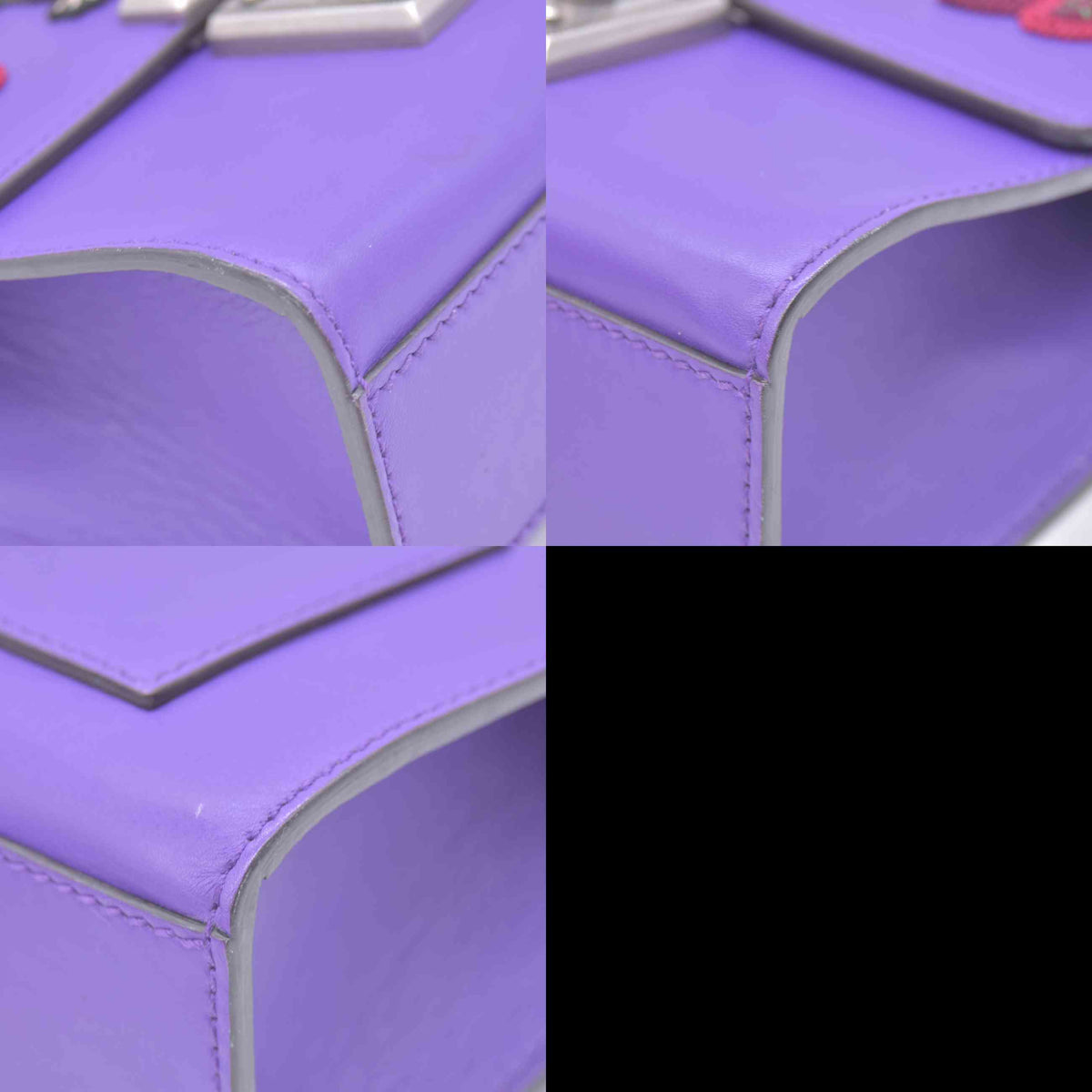 $1250 GUCCI Purple Leather Padlock Strawberry Shoulder Bag CONSIGNMENT 10021438