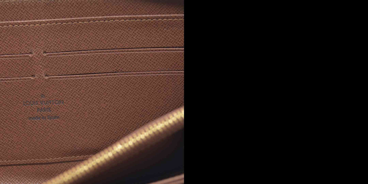 $915 2015 Louis Vuitton Monogram Zippy Zip Around Long Wallet Purse Brown CA5105