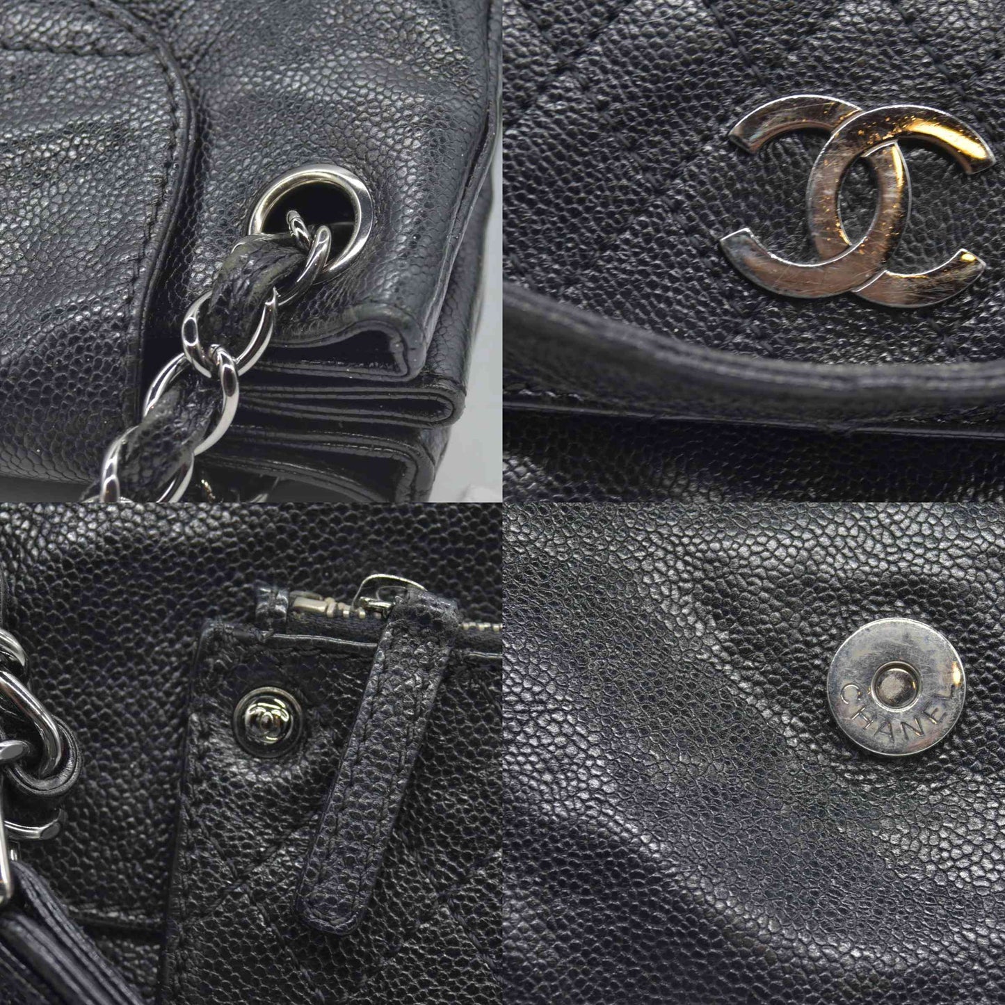 $2700 Chanel Glazed Caviar Pocket In The City Tote Black CONSIGNMENT