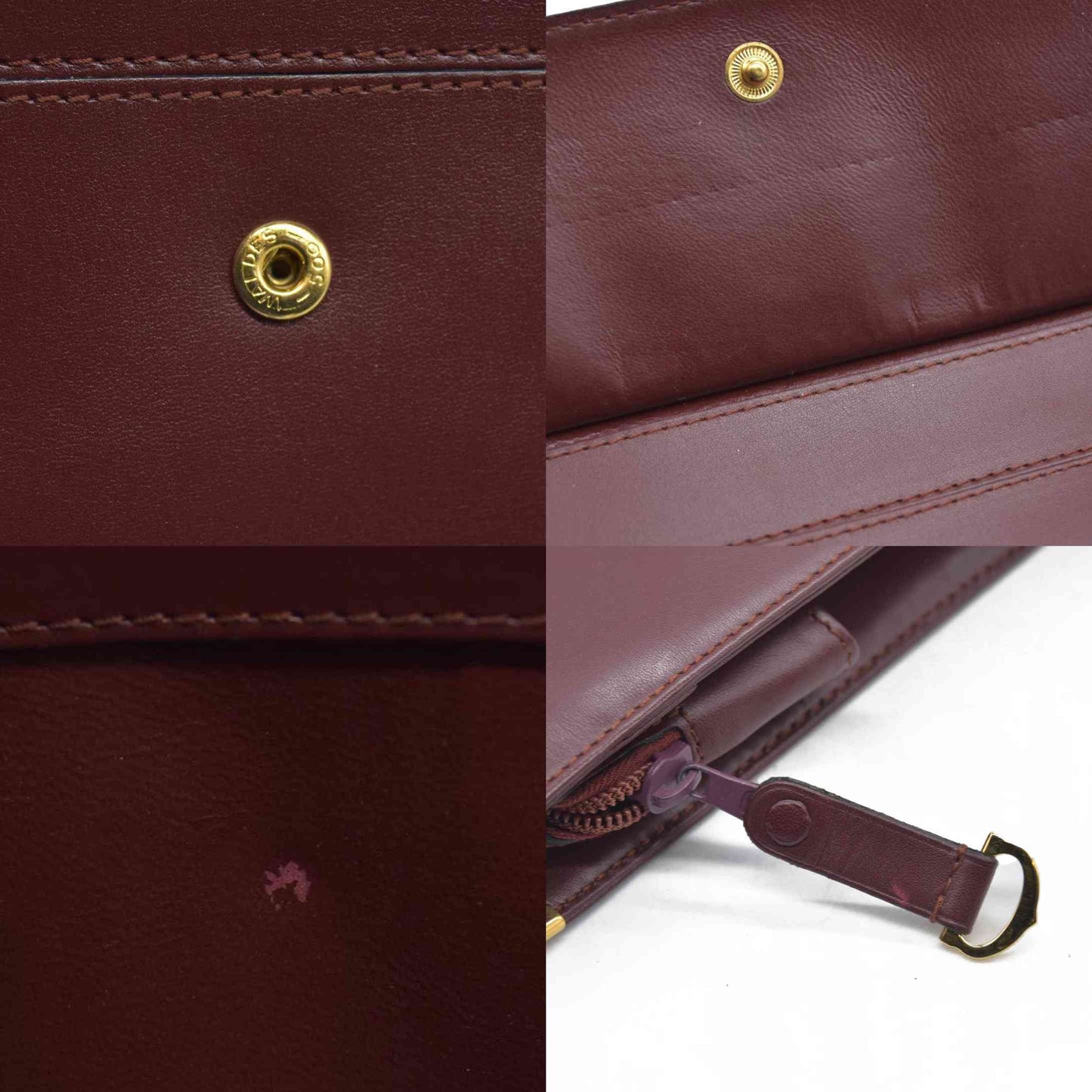 $1010 Cartier Leather Toiletry Clutch Bag Burgundy Red