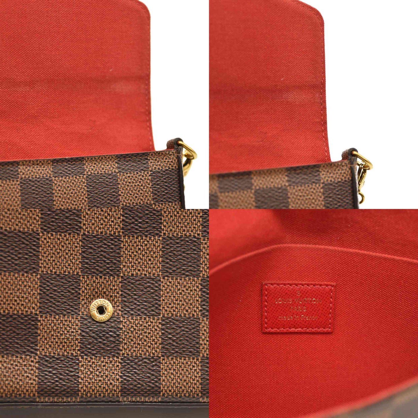 Louis Vuitton Damier Ebene Pochette Felicie Chain Wallet SF2168