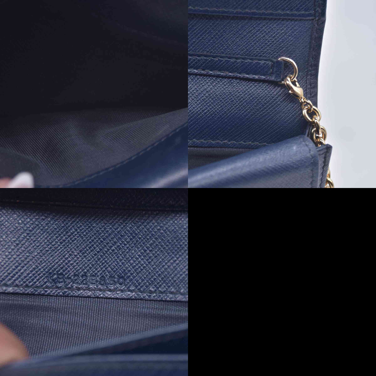 $1090 Salvatore Ferragamo Miss Vara Crossbody Wallet on Chain Navy CONSIGNMENT