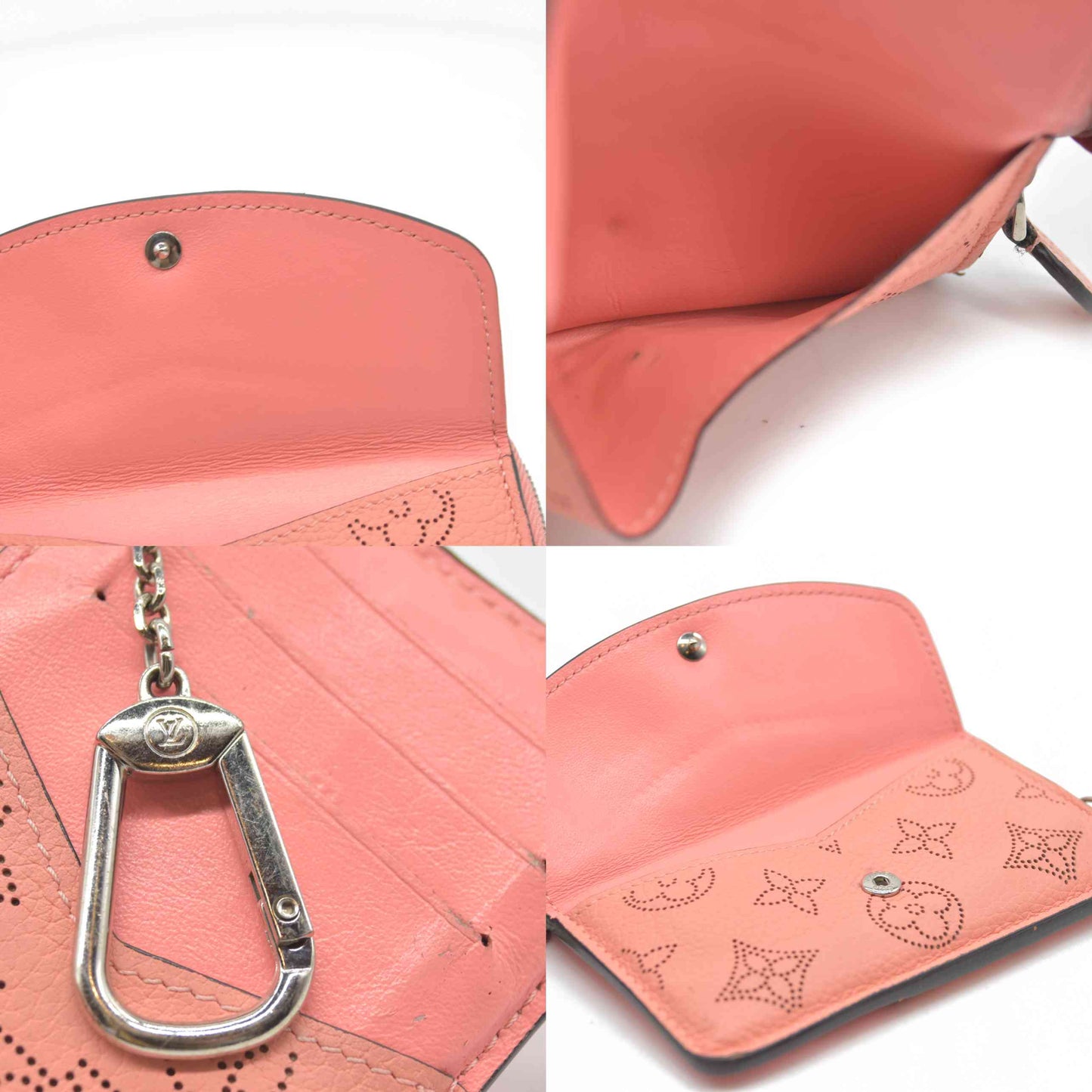 AUCTION $870 Louis Vuitton Mahina Recto Verso Card Holder Coral Leather