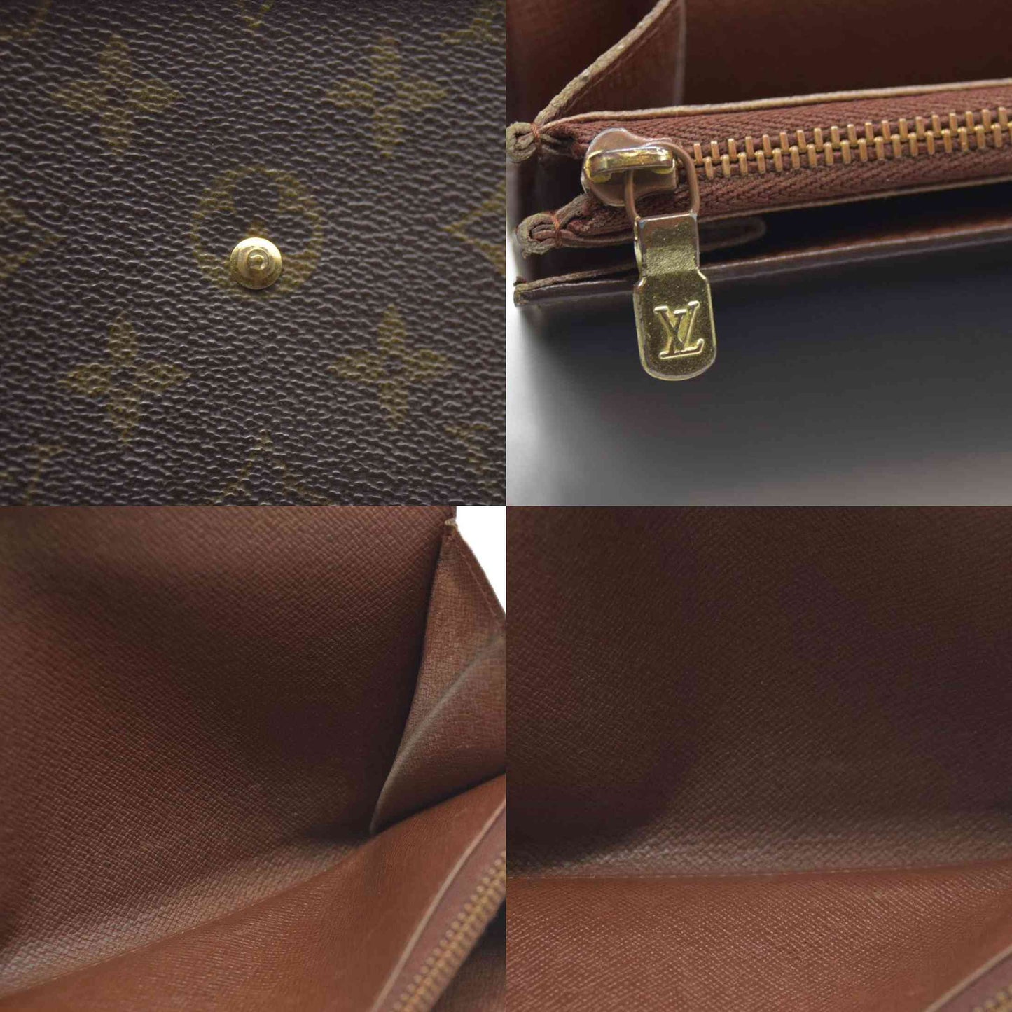 AUCTION $720 Louis Vuitton Monogram Portefeiulle Sarah Long Bifold Wallet Brown AN1921