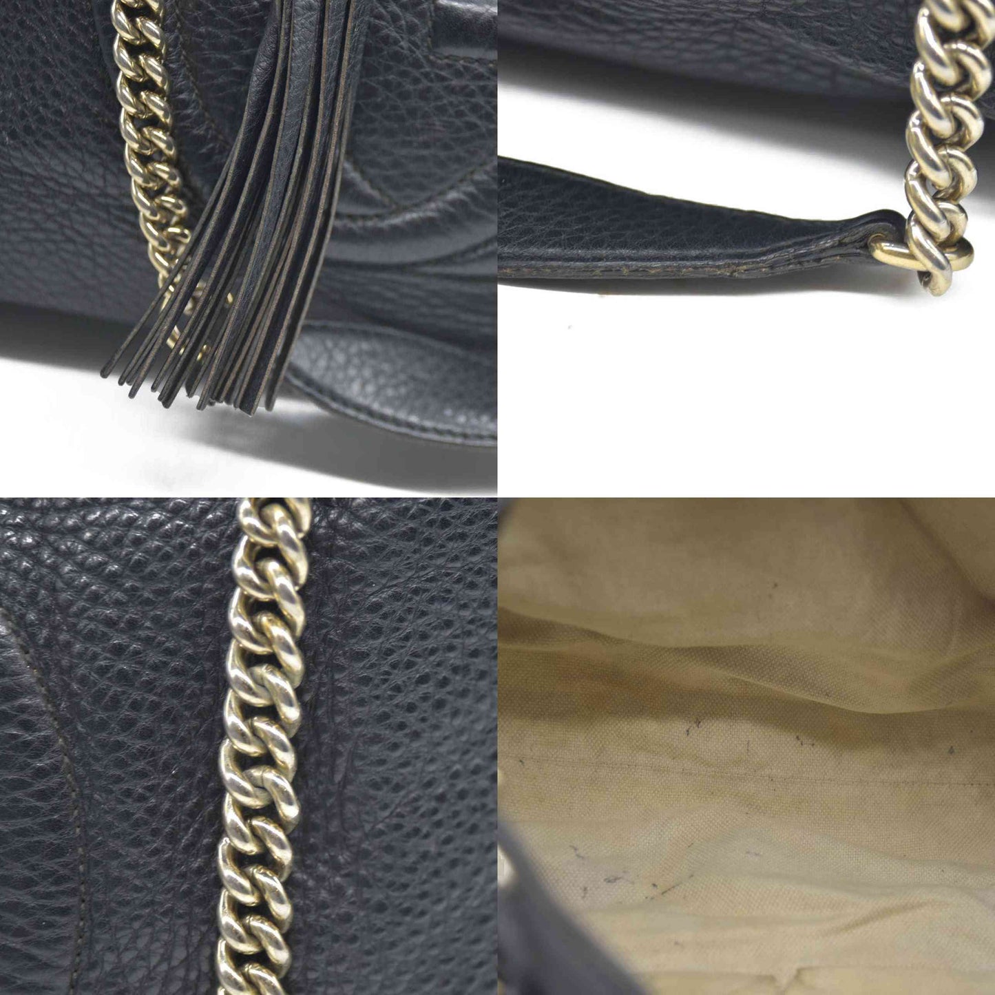 Gucci Pebbled Calfskin Medium Soho Chain Shoulder Bag Black