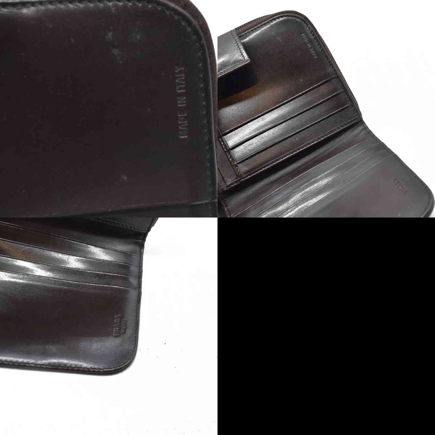 $795 PRADA Logo Leather Bifold Wallet Brown