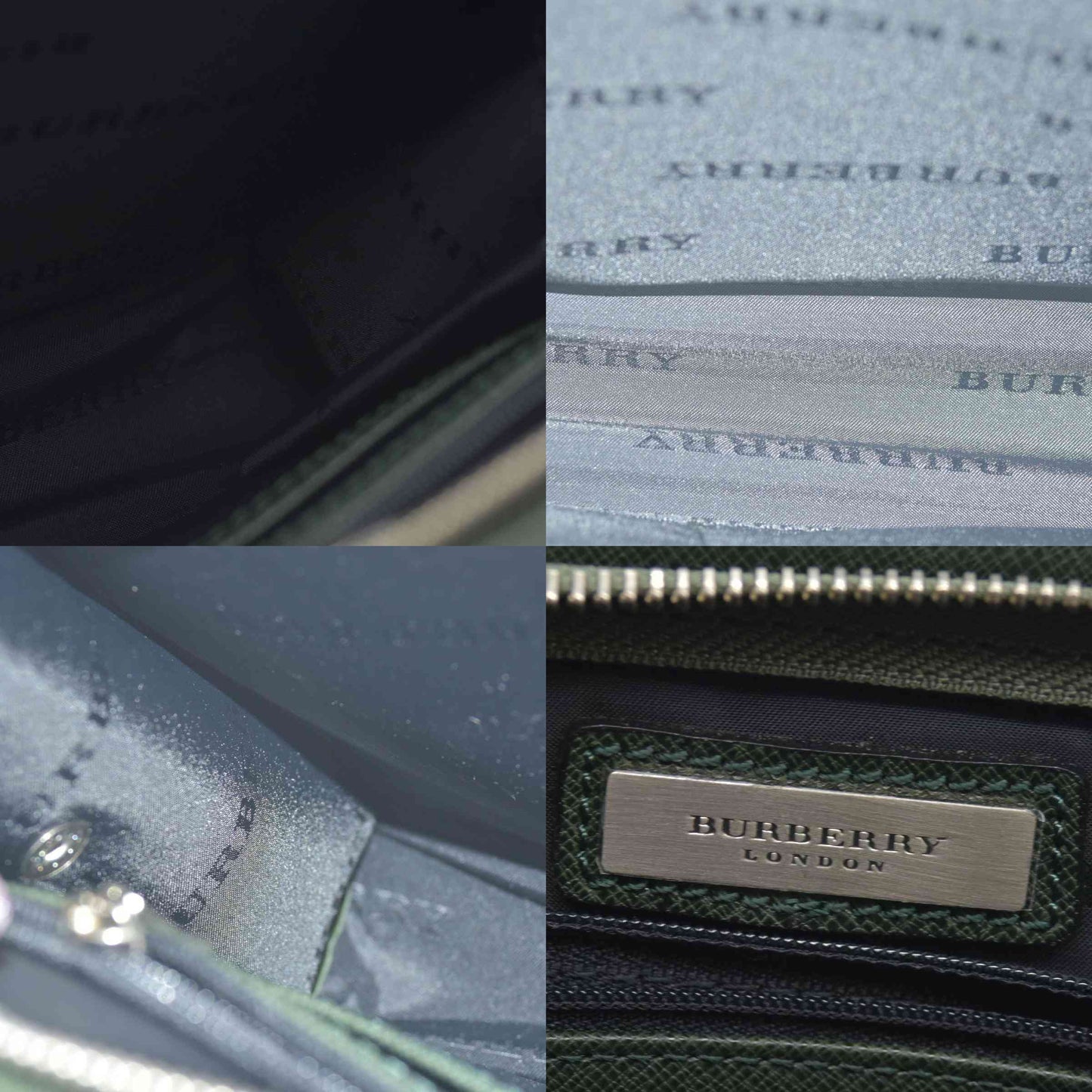 $650 Burberry Saffiano Leather Clutch Dark Green CONSIGNMENT