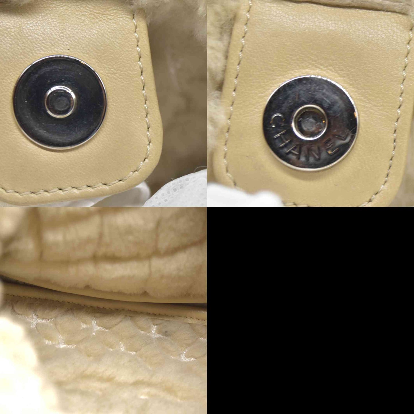 $1895 Chanel Quilted Shearling Tote Bag and Accessory Pouch 2005