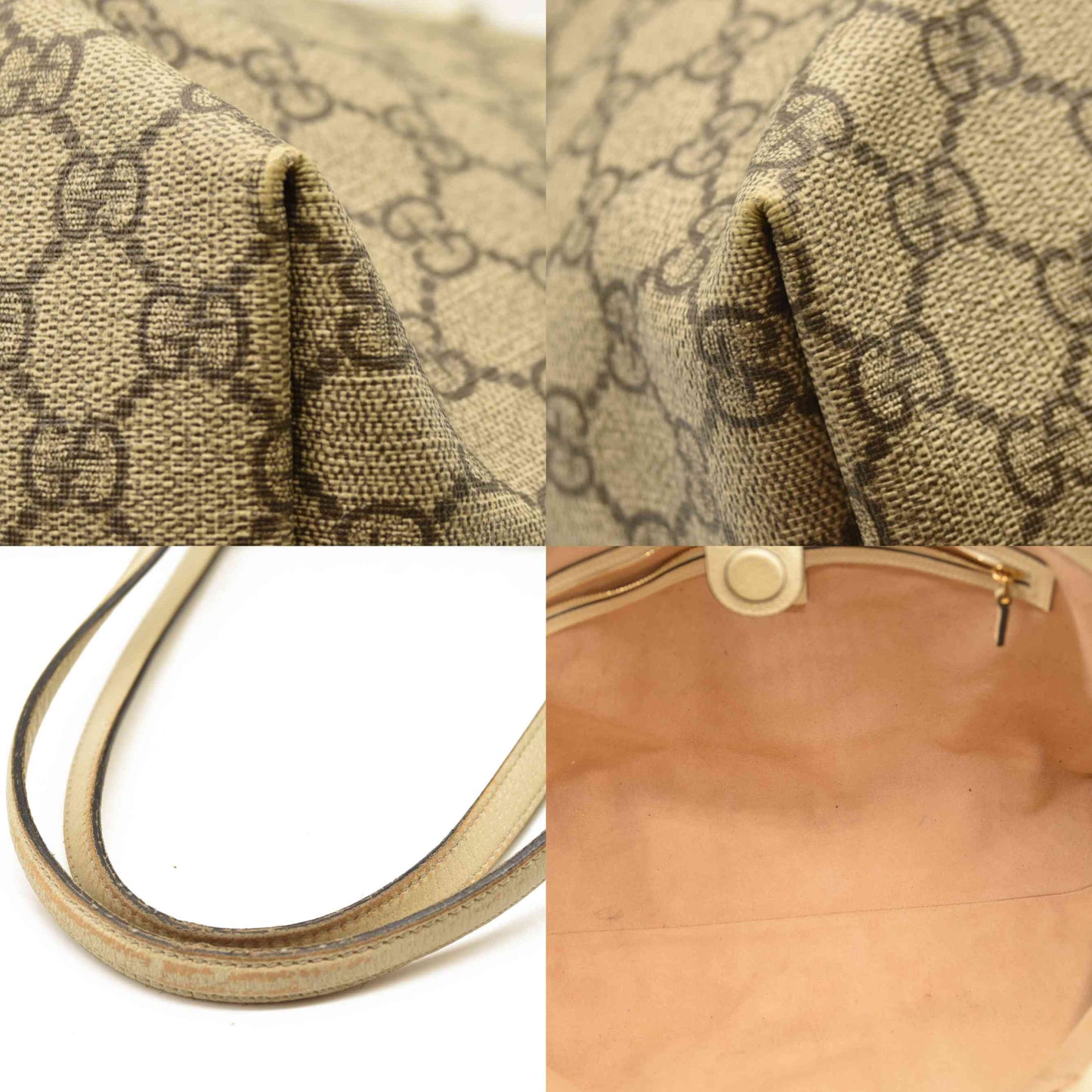 GUCCI GG Supreme Monogram Medium Ophidia Shopping Tote Cream