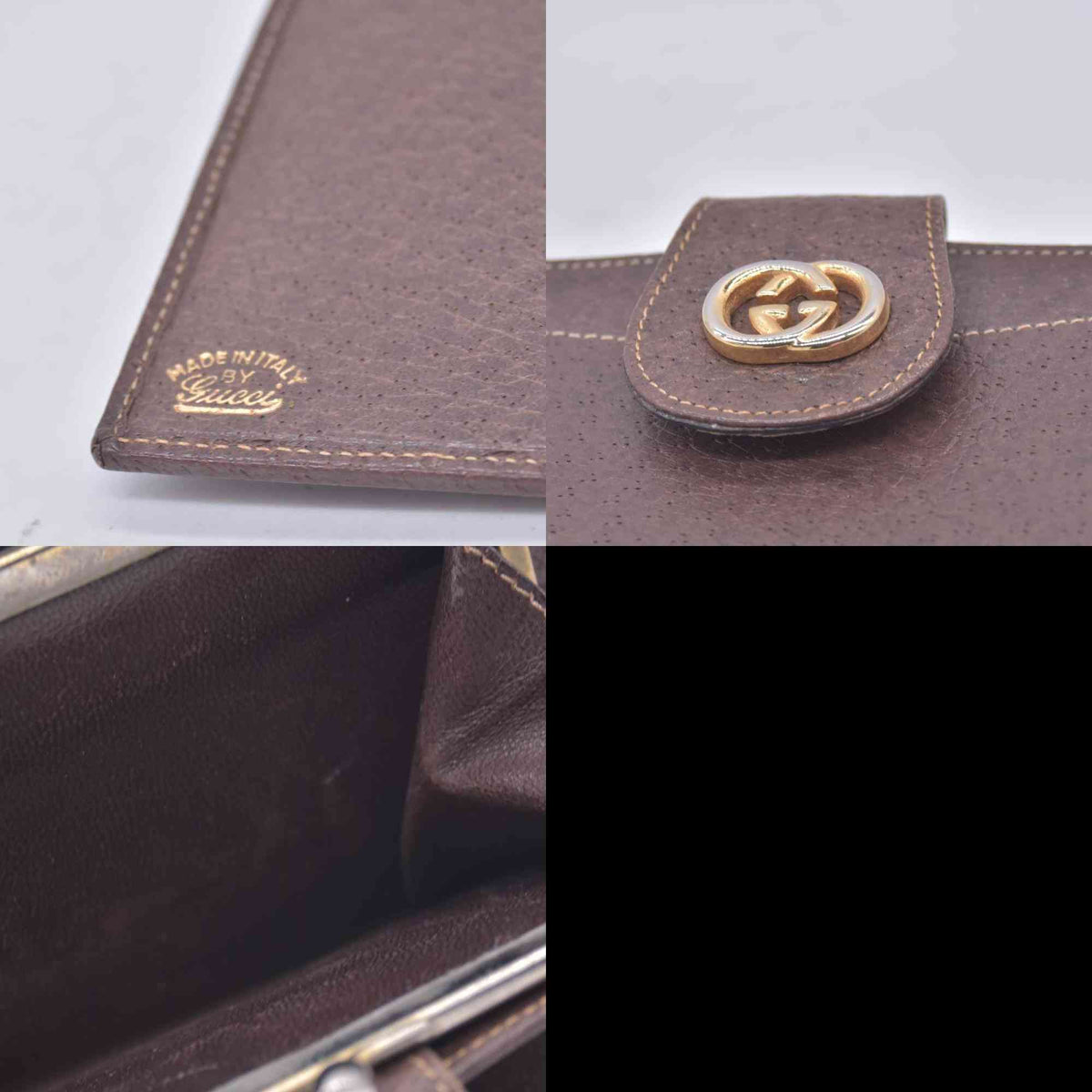 $680 GUCCI Vintage GG Plus Supreme French Purse Kisslock Wallet Beige Brown CONSIGNMENT 10021237