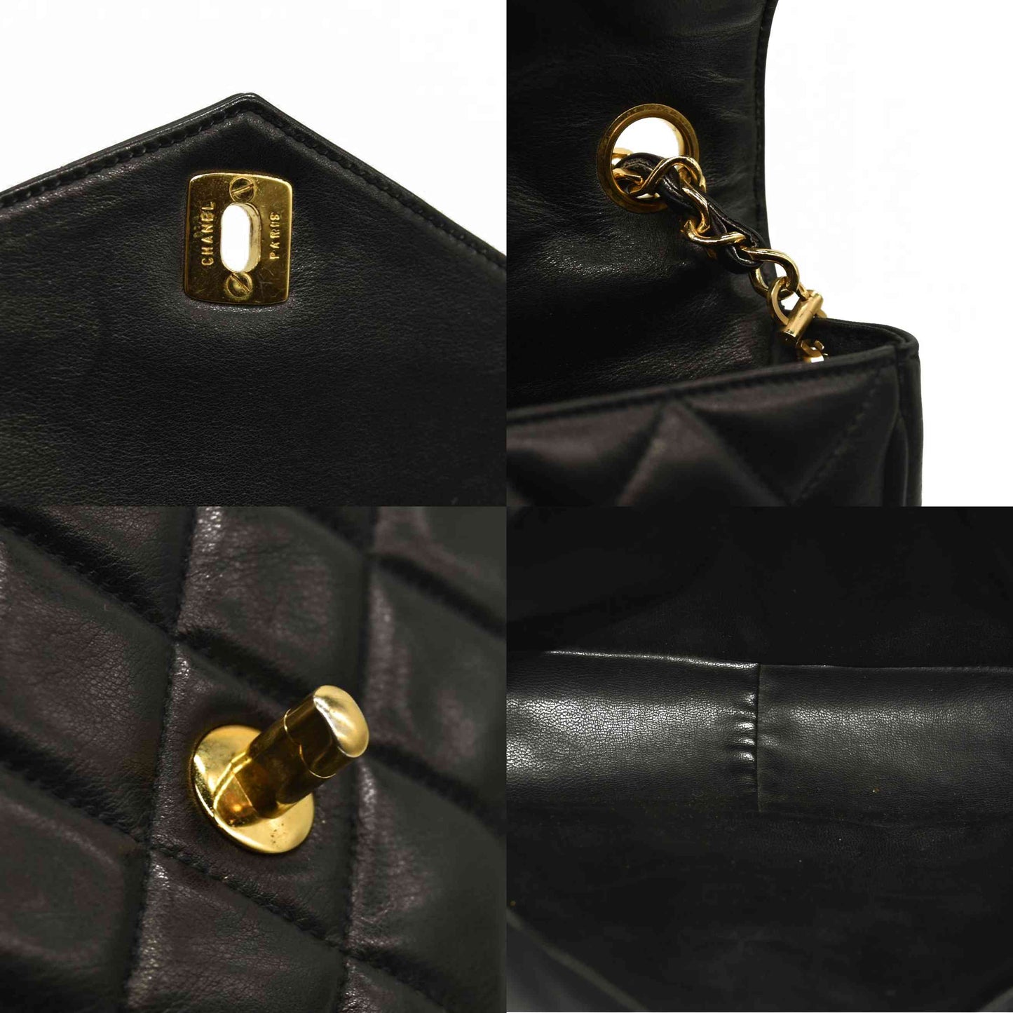 Chanel  Lambskin Diamond Stitch Envelope Single Flap Black