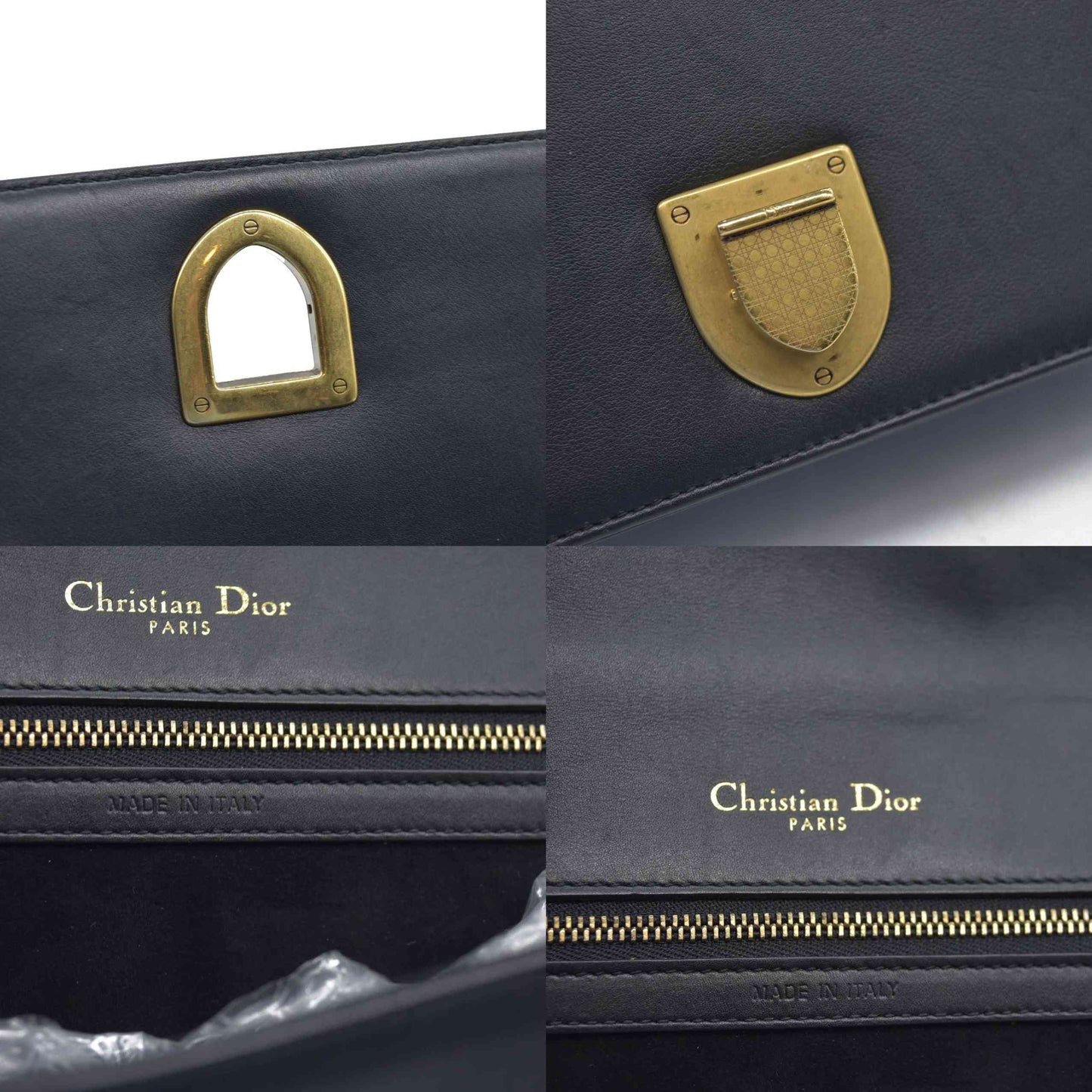 $3600 Dior Lambskin Studded Medium Diorama Flap Bag Black