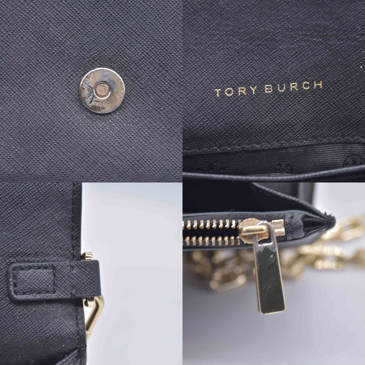 $298 Tory Burch Robinson Chain Wallet Crossbody Black CONSIGNMENT 10020777