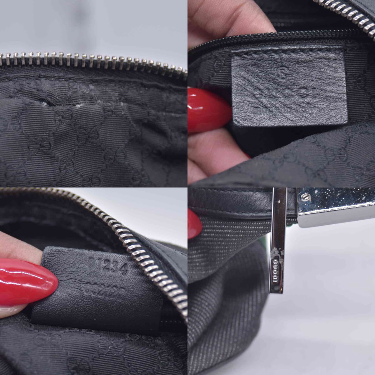 $950 GUCCI Denim Web Shoulder Bag Black CONSIGNMENT 10021242