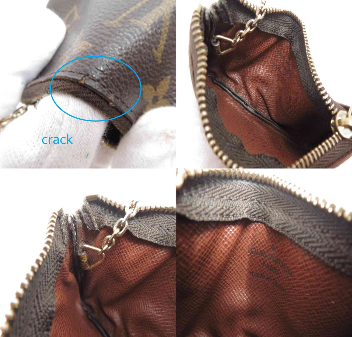 LOUIS VUITTON $345 Monogram Coin Purse Key Pochette Cles #44928