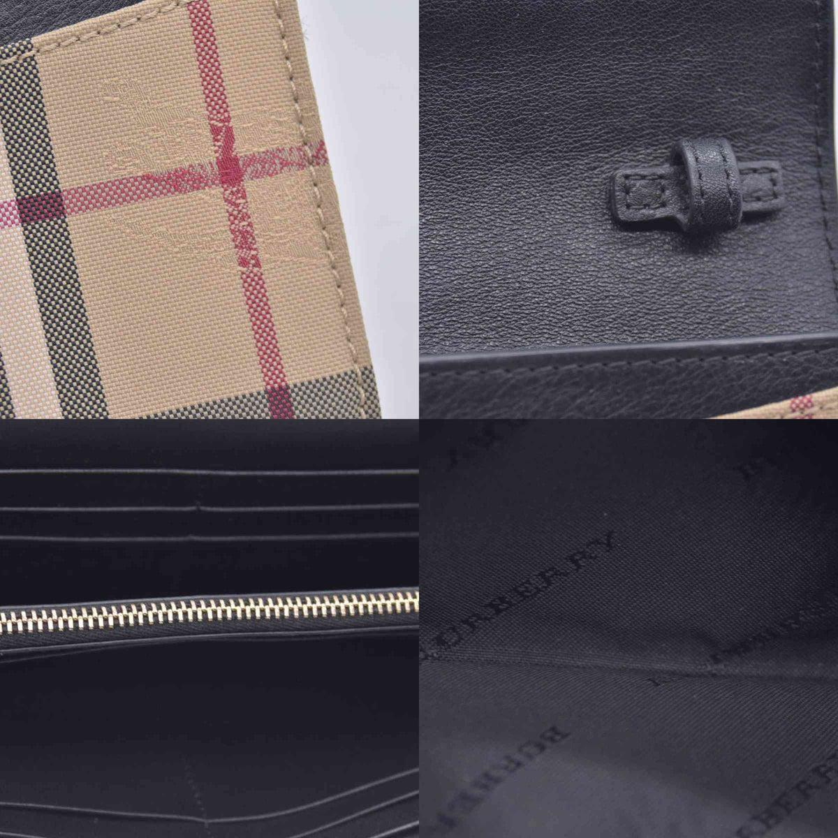 $1090 Burberry House Check and Leather Flap Wallet / Wallet on Chain CONSIGNMENT