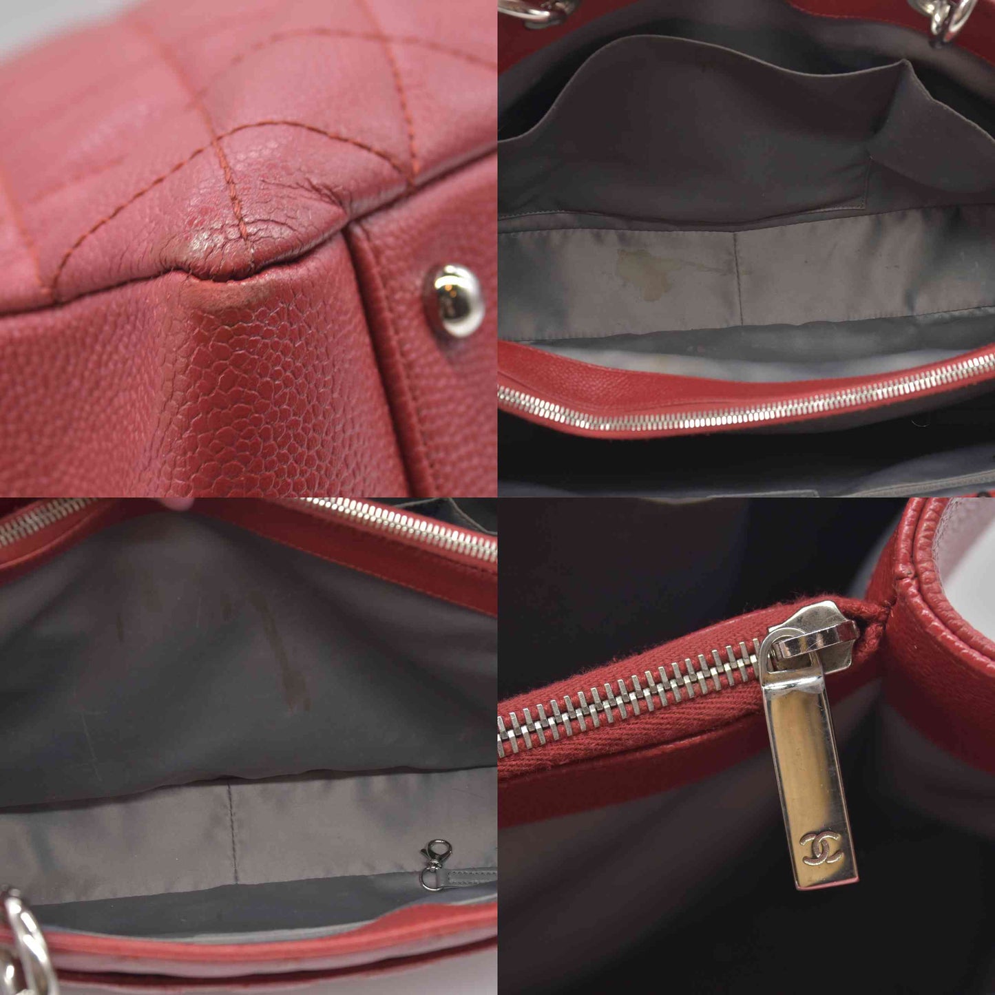$3500 Chanel Caviar Quilted XL Grand Shopping Tote GST Red 2011-2012