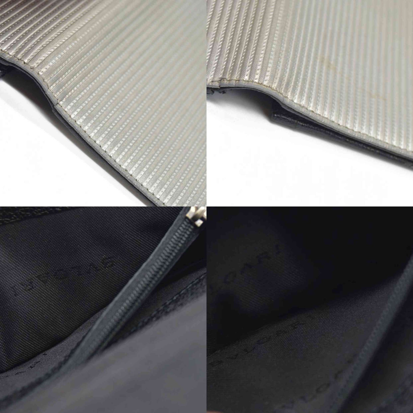$780  BVLGARI Millerige PVC Leather Long Bifold Wallet Silver
