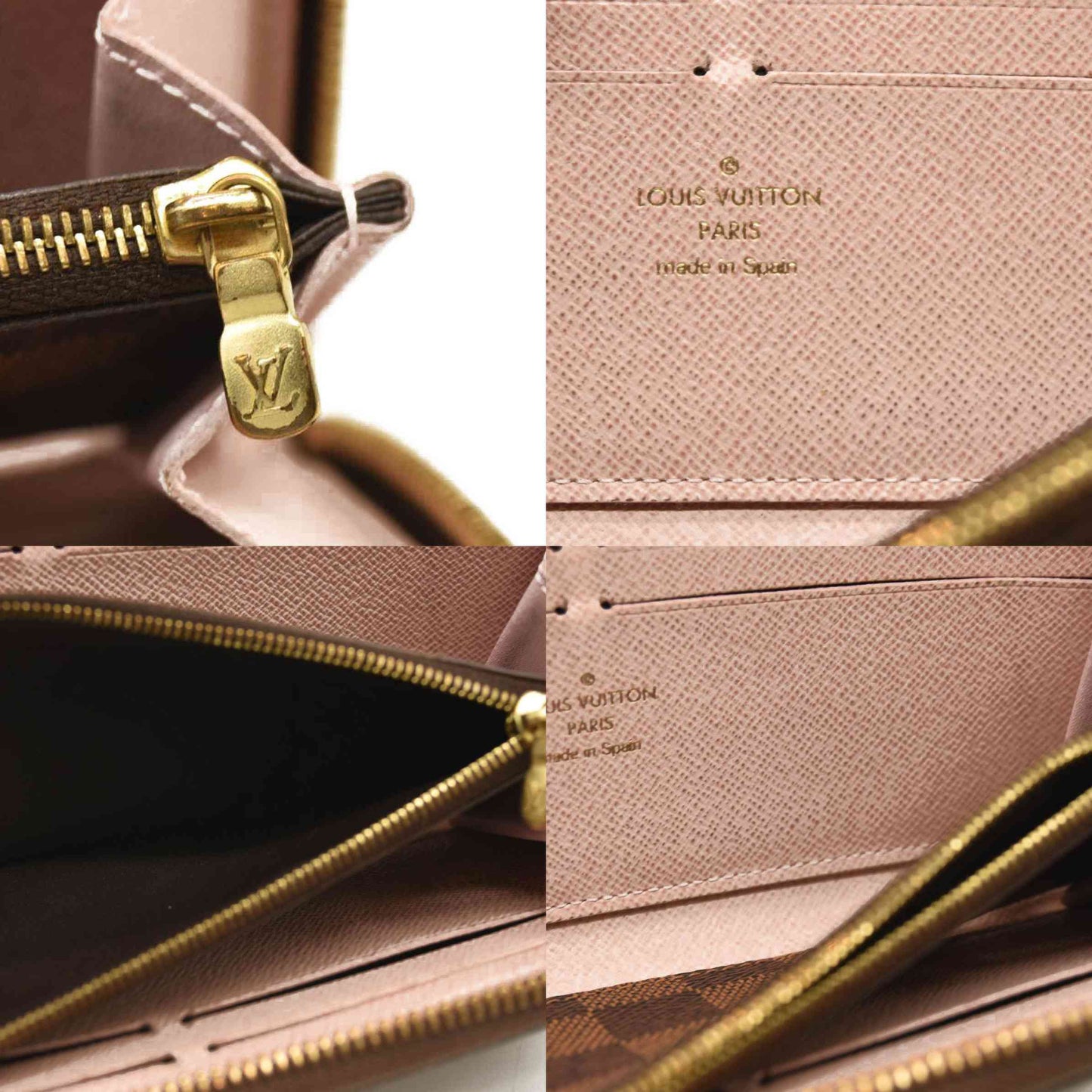 LOUIS VUITTON Damier Ebene Clemence Wallet Rose Ballerine