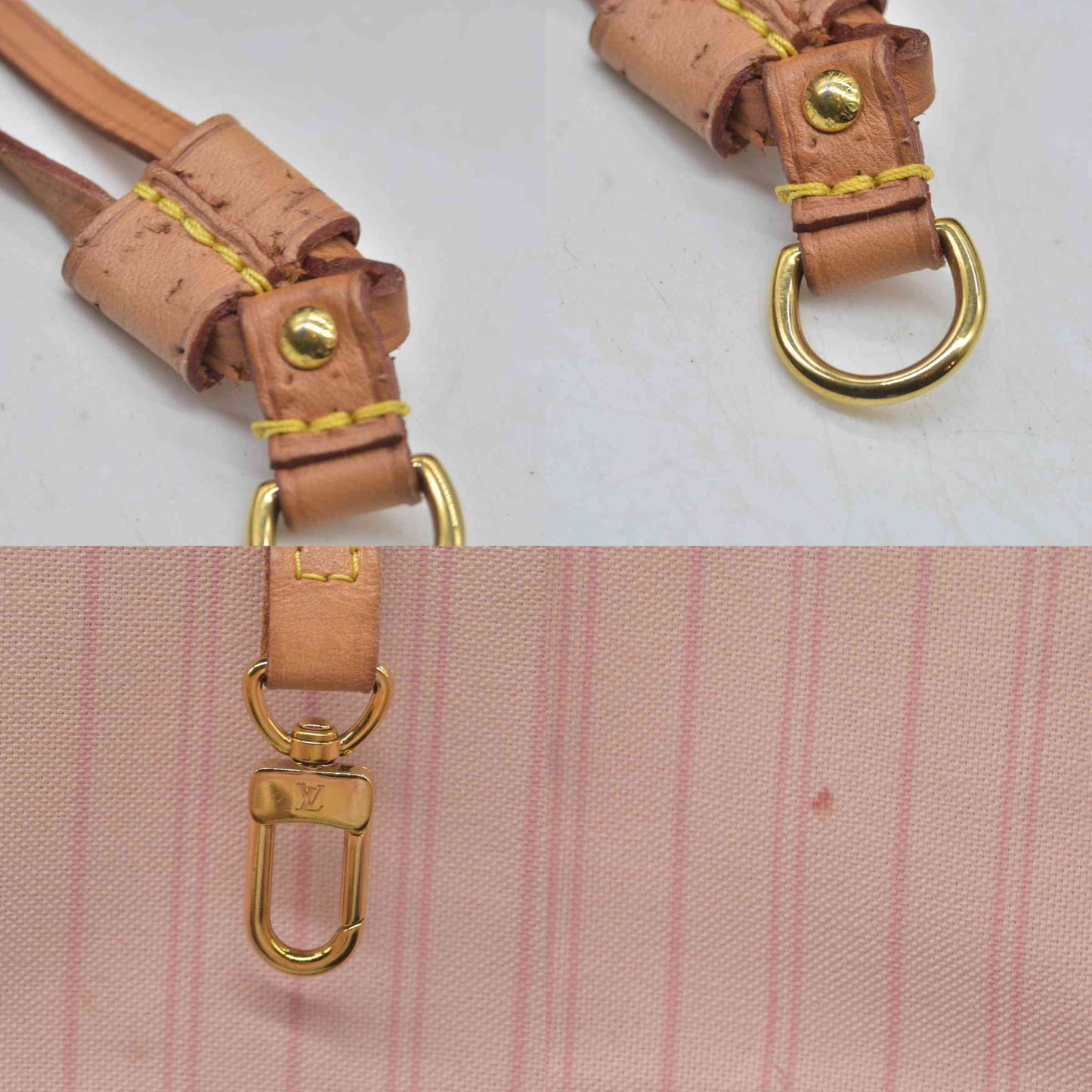 $2170 Louis Vuitton Damier Azur Neo Neverfull MM Rose Ballerine RFID