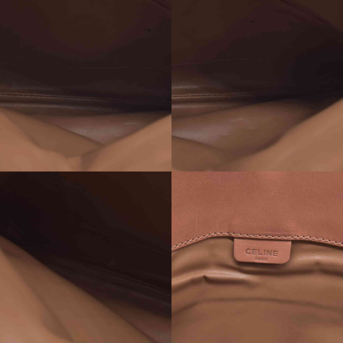 $1150 CELINE Macadam Coated Canvas Flap Clutch Shoulder Bag Tan CONSIGNMENT 10021233