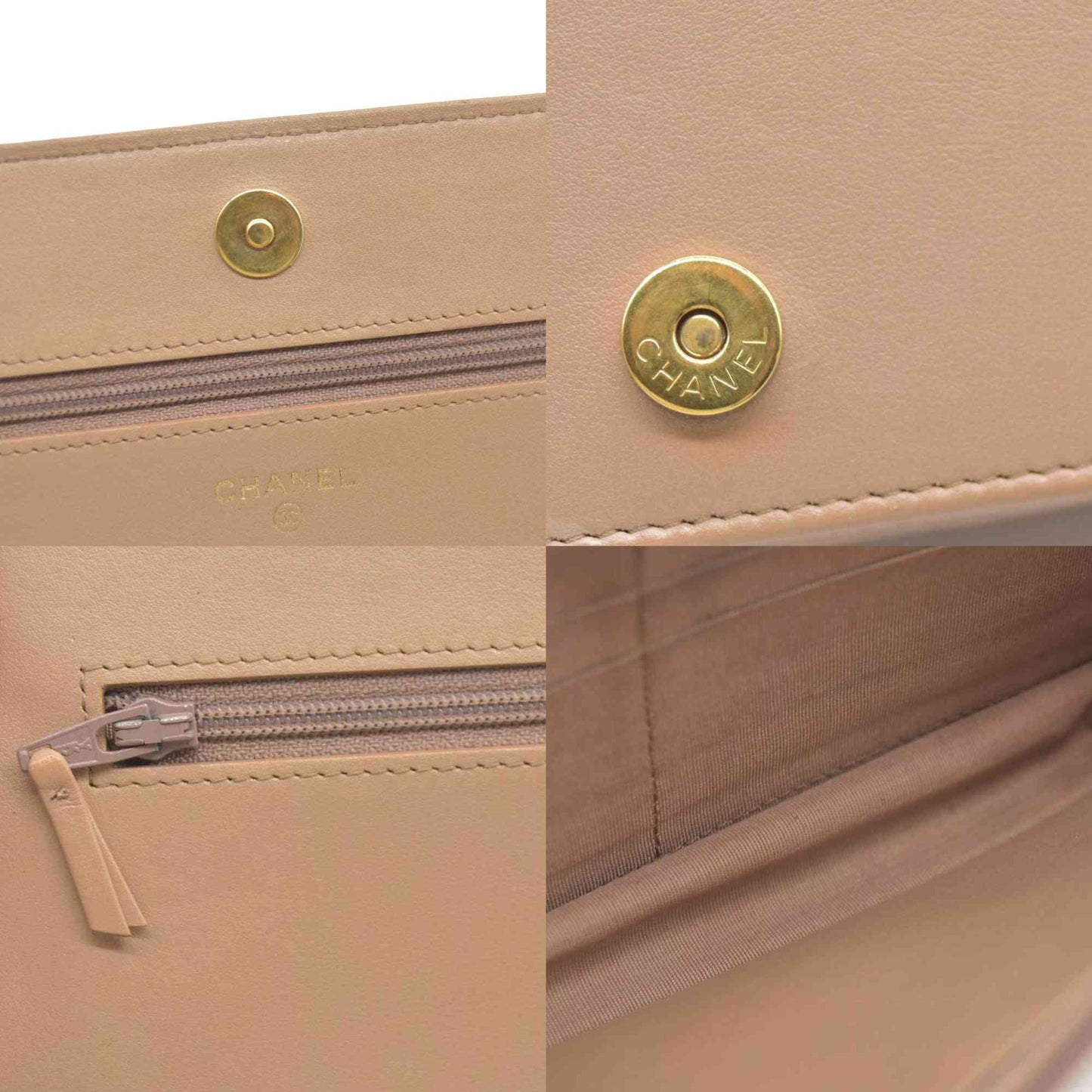 $3575 Chanel Caviar Quilted Boy Wallet On Chain WOC Dark Beige