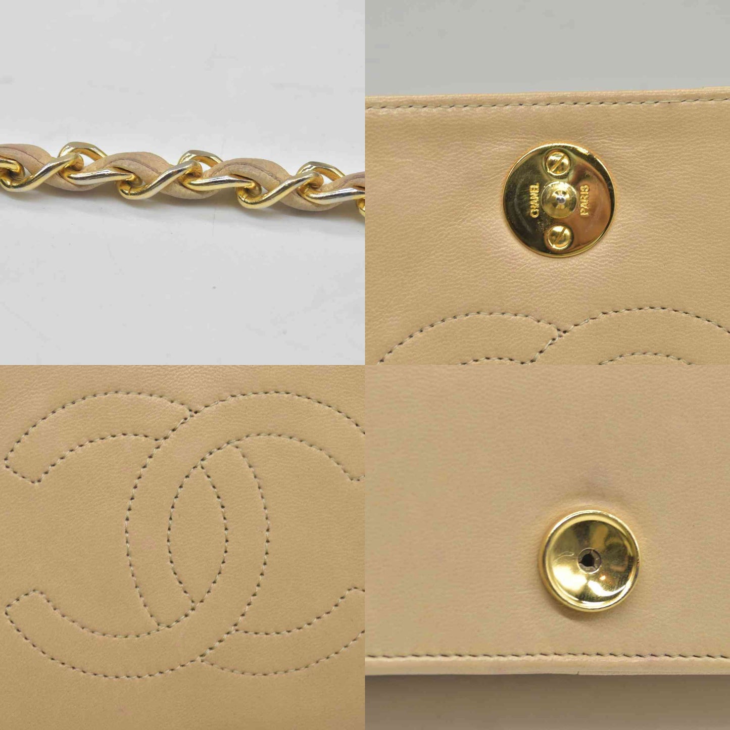 $3350 Chanel Timeless Classic Quilted Single Flap with 24K GHW Beige