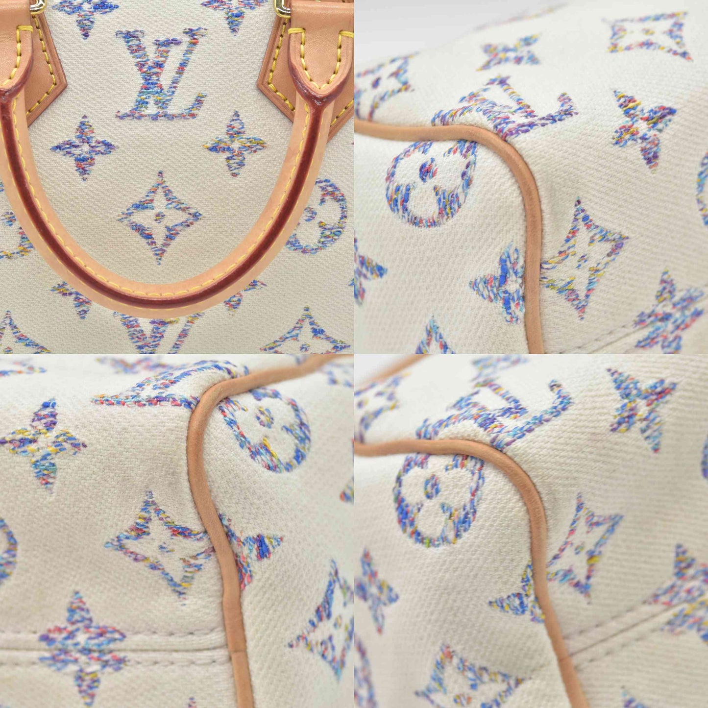 $2570 Louis Vuitton RFID Monogram Jacquard Fabric Speedy Bandouliere 20 Multicolor Beige