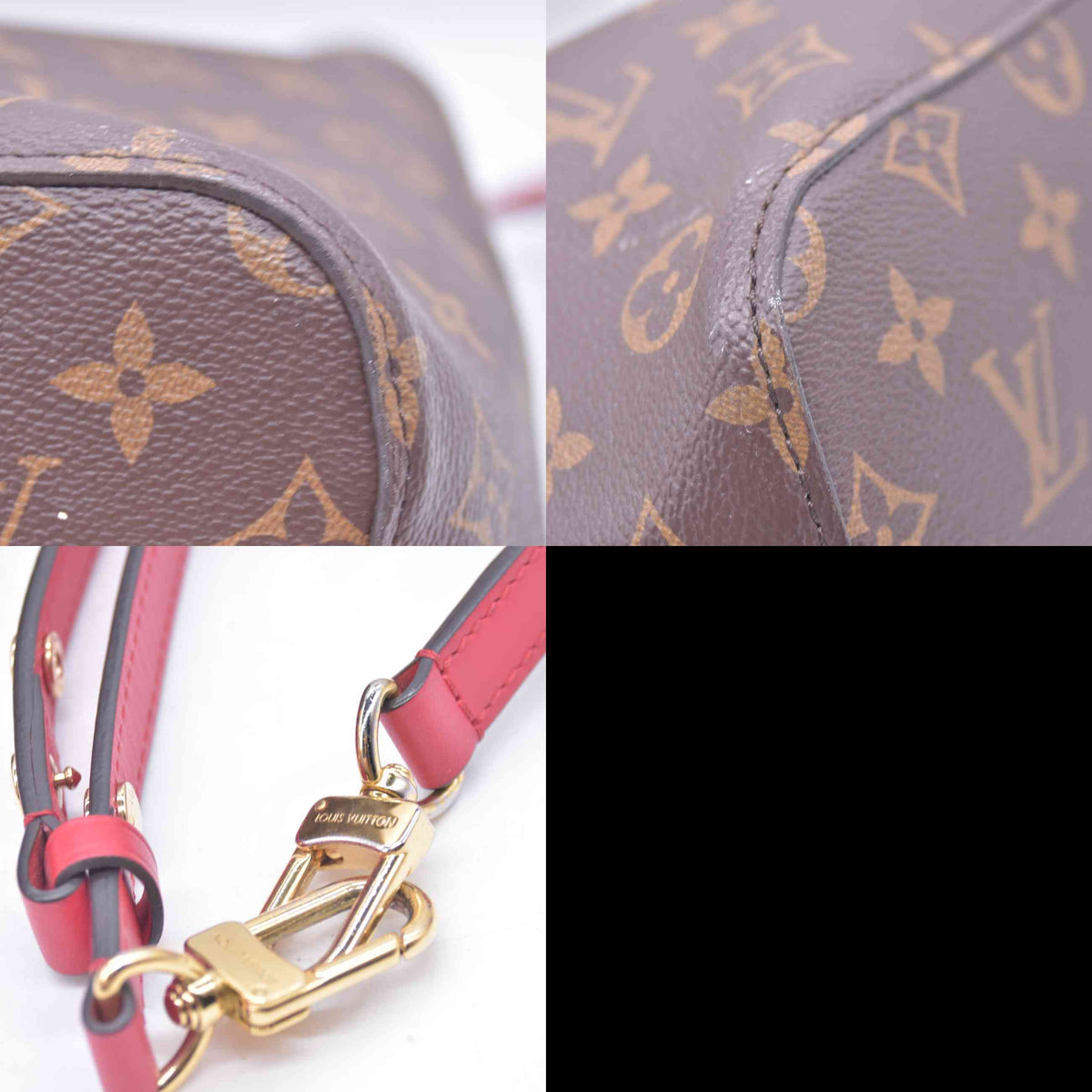 $2370 2018 USA LOUIS VUITTON Monogram Neonoe MM Bucket Bag Red CONSIGNMENT 10021439 SD4118