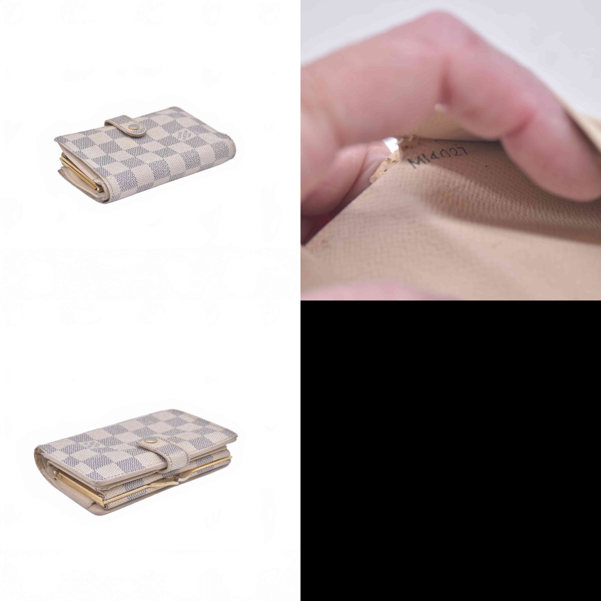 $735 2007 Louis Vuitton Damier Azur French Kisslock Wallet MI4027