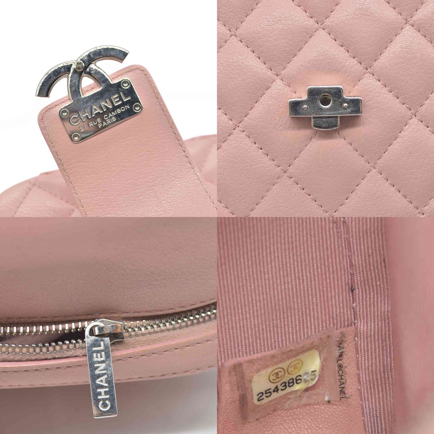 $4200 Chanel Lambskin Quilted Mini CC Box Camera Bag Pink