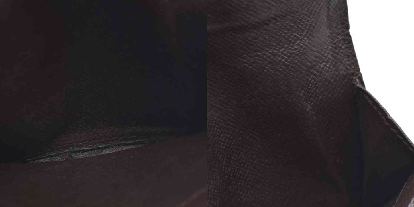 Louis Vuitton Damier Porte Monnaie Plat Coin Purse Wallet Brown MI0032