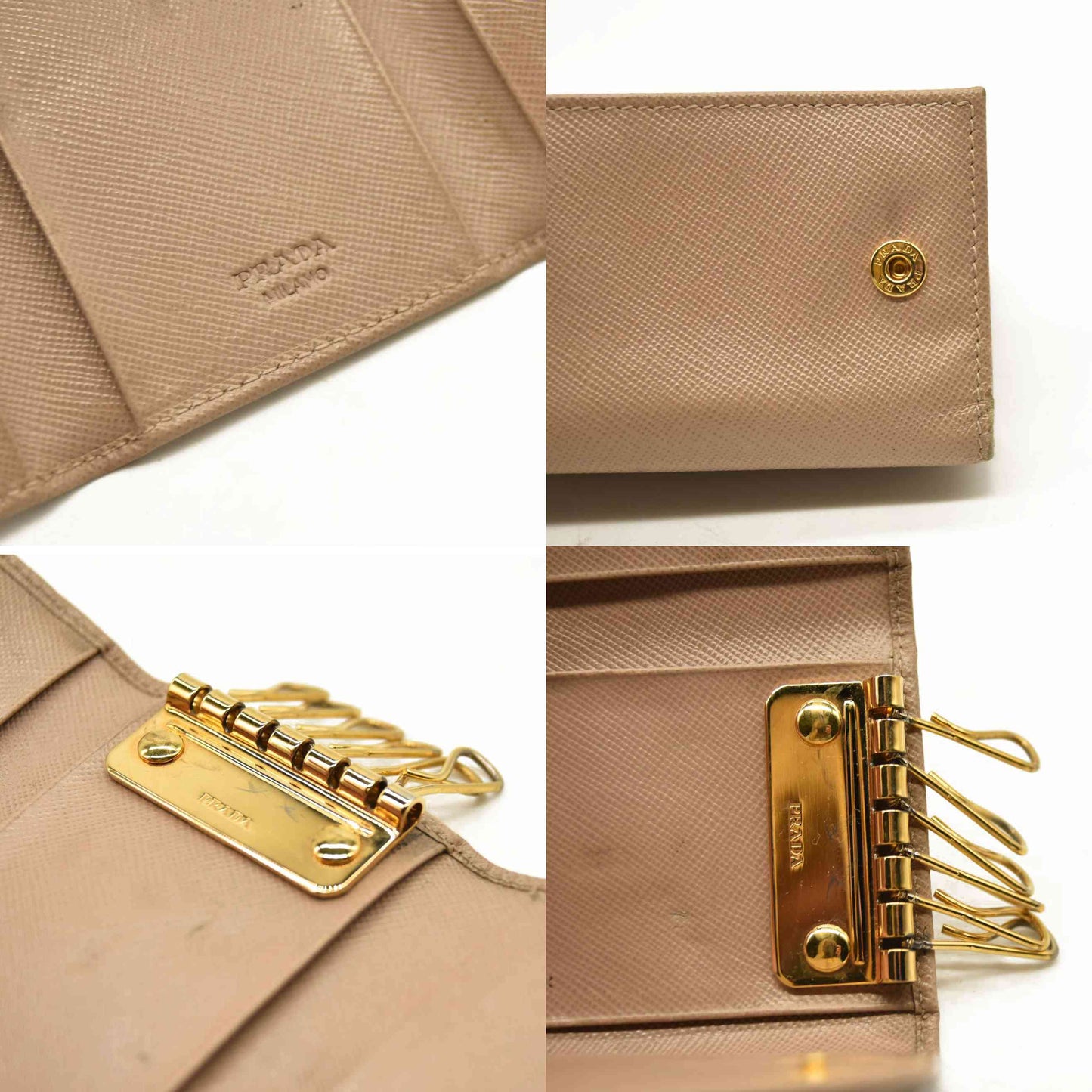 Prada  Saffiano 4 Key Holder Beige