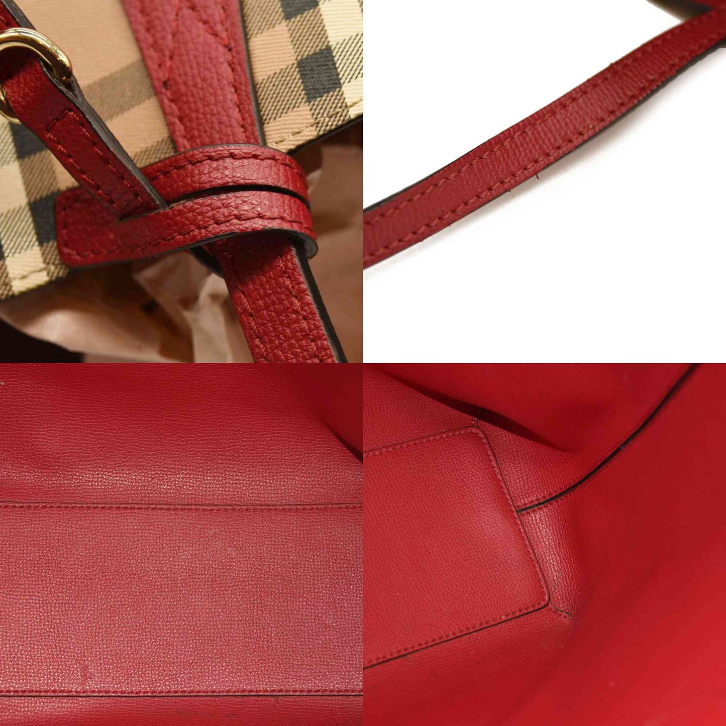 Burberry  Haymarket Check Medium Reversible Tote Poppy Red