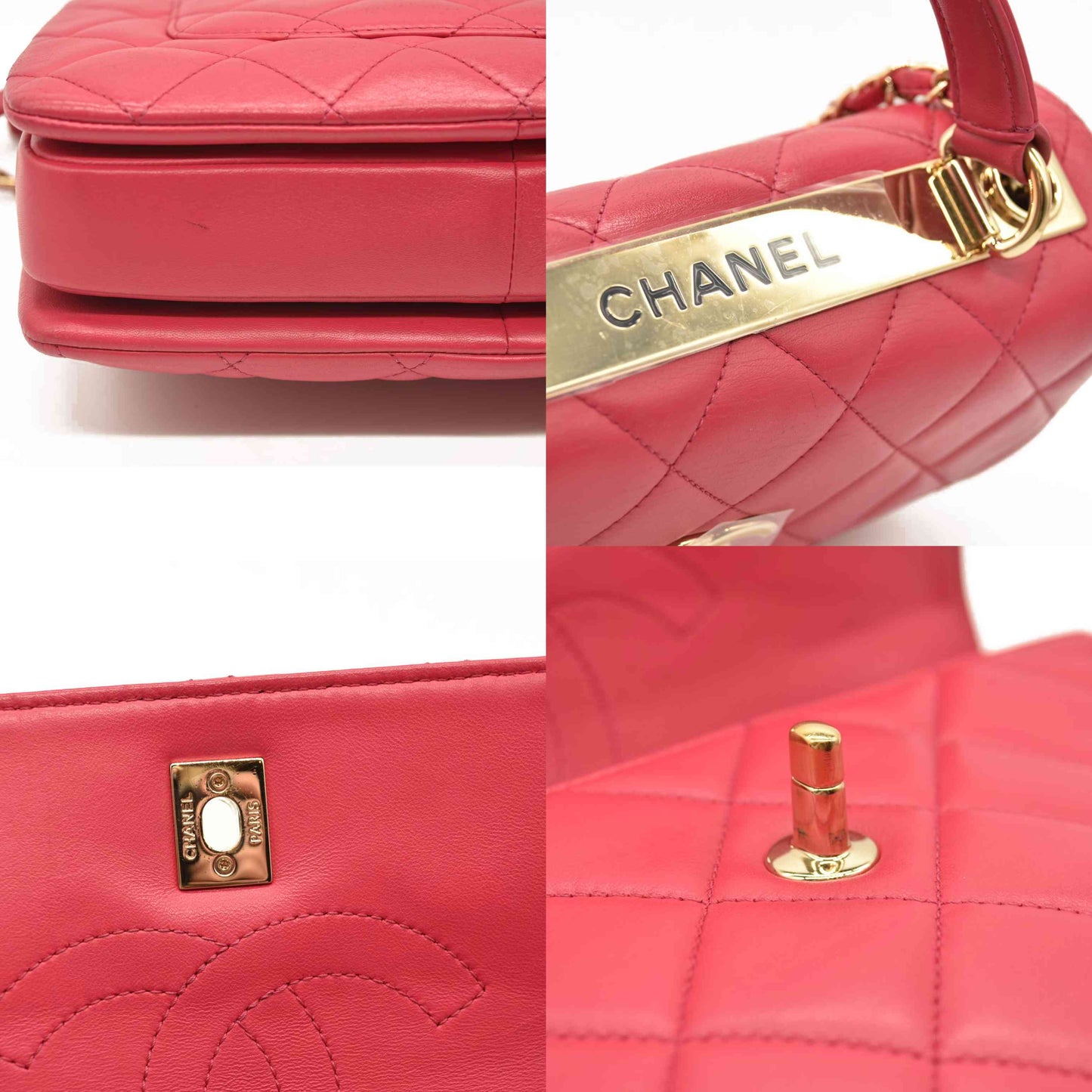 CHANEL Lambskin Quilted Small Trendy CC Flap Dual Handle Bag Pink